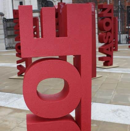 The art installation featuring his name