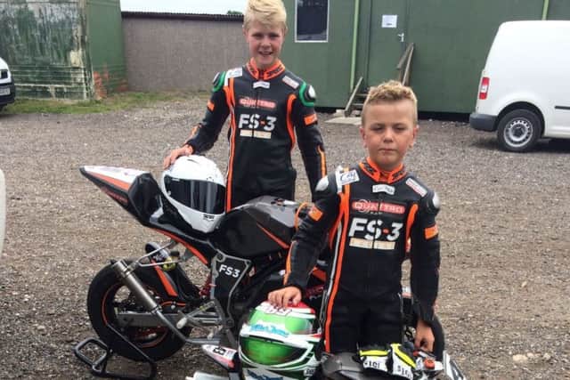 Mini-moto racing brothers Lewis and Elliot Jones.