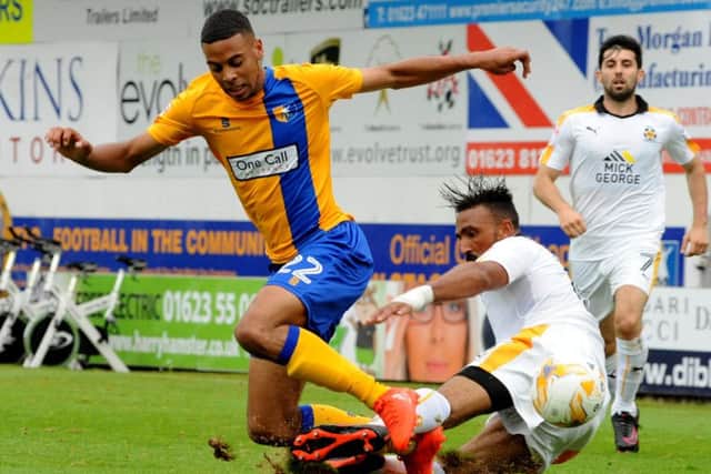 Mansfield Town v Cambridge last season -  CJ Hamilton in second half action.
