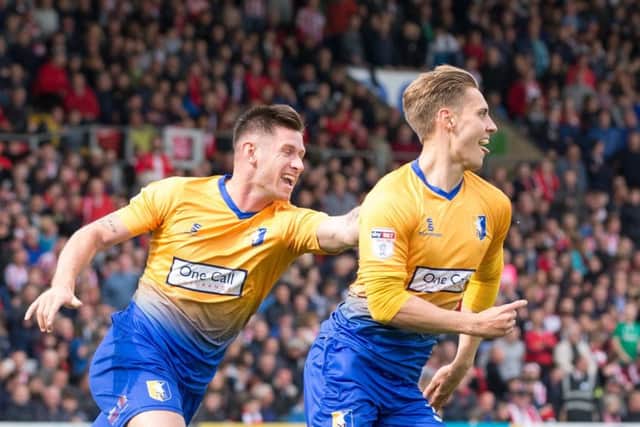 Lincoln City v Mansfield Town - Danny Rose of Mansfield Town celebrates his goal - Pic By James Williamson
