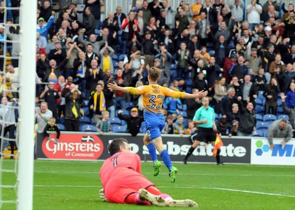 Mansfield Town v Cambridge United.
Danny Rose celebrates after scoring the winner late on in the second half.