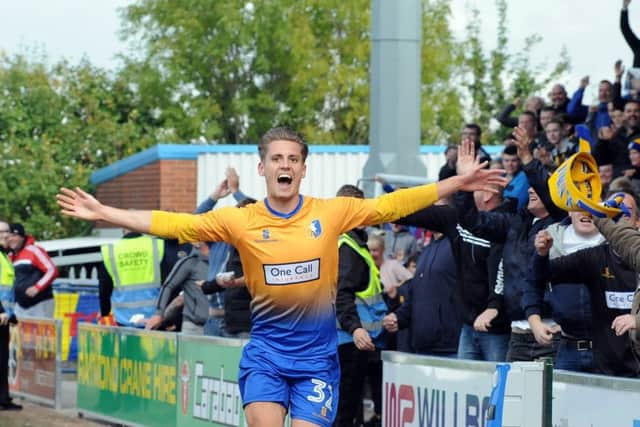 Mansfield Town v Notts County.Danny Rose celebrates his second goal.