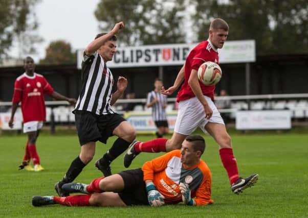 Another home defeat for bottom-of-the-table Clipstone (pictured here in the stripes). (PHOTO BY: Andy Sumner)