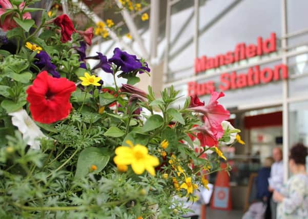 Flowers outside Mansfield bus station.
