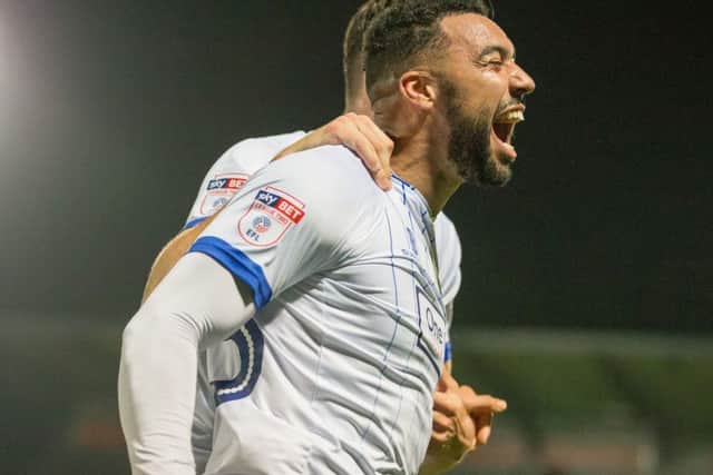 Barnet vs Mansfield Town - Kane Hemmings of Mansfield Town celebrates his goal - Pic By James Williamson
