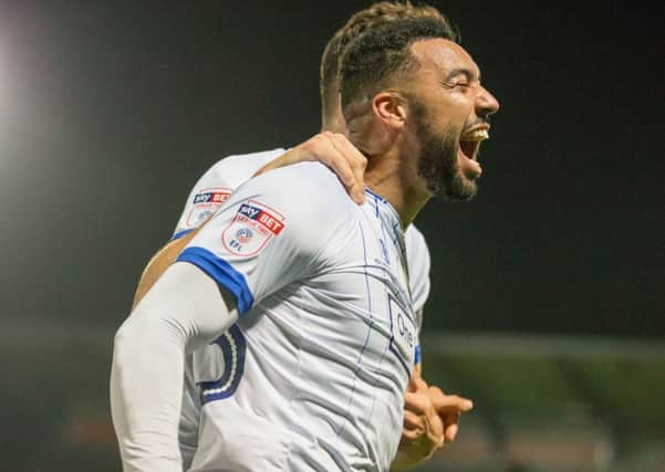 Barnet vs Mansfield Town - Kane Hemmings of Mansfield Town celebrates his goal - Pic By James Williamson