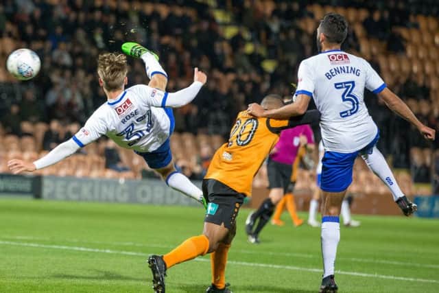 Barnet vs Mansfield Town - Danny Rose of Mansfield Town has an effort - Pic By James Williamson