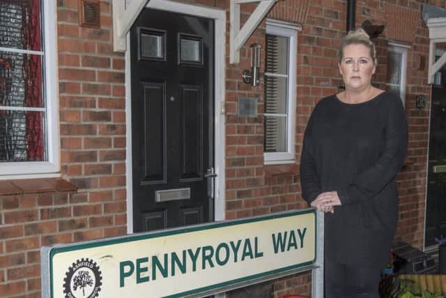Leanne Albon who lives Pennyroyal Way, Kirkby in Ashfield is concerned as ambulances have problems finding her estate and end up on the street behind them which is a twenty minute drive away. Picture: Sarah Washbourn / www.yellowbellyphotos.com
