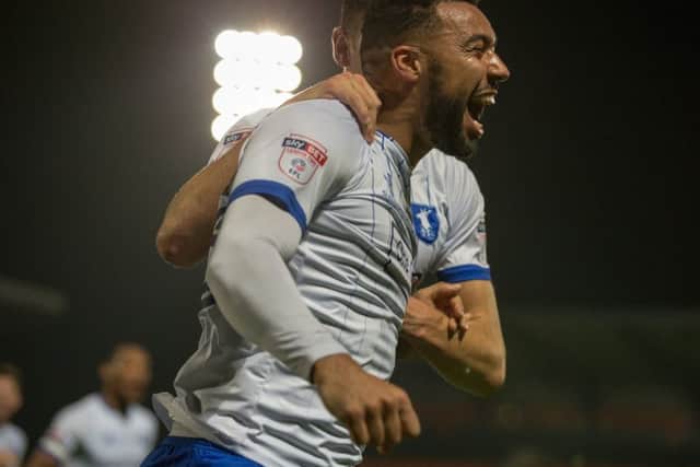 Barnet vs Mansfield Town - Kane Hemmings of Mansfield Town celebrates his goal - Pic By James Williamson