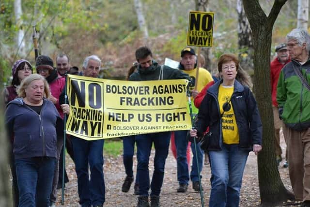 Anti-fracking campaigners on the march at the Charter of the Forest anniversary celebration.