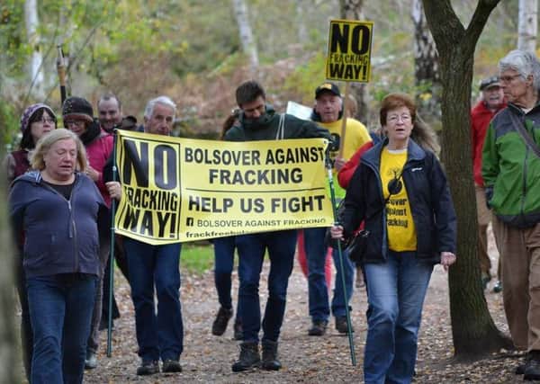 Anti-fracking campaigners on the march at the Charter of the Forest anniversary celebration.
