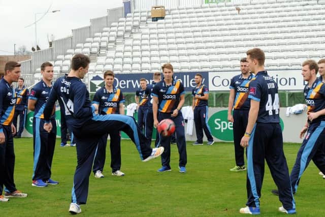 Derbyshire cricketers, who are back in training after the autumn break.