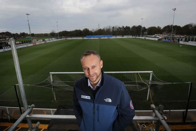 Shaw Lane FC chairman/owner Craig Wood at their ground in Barnsley ahead of the club's FA Cup first round match against Mansfield on Saturday. Picture Scott Merrylees