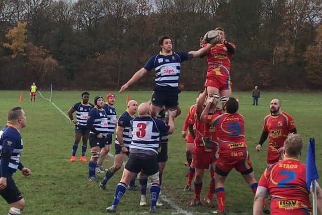 Sam Holmes in action for Mansfield in their 32-26 defeat at home to Buxton on Saturday.