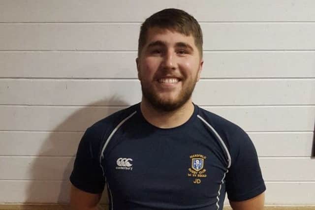 Star of the show Joe Ducker, who scored four of Mansfields tries in their magnificent victory at Grimsby.
