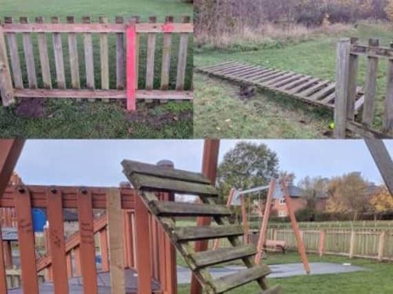 Damage has been caused to a children's park in Clipstone.