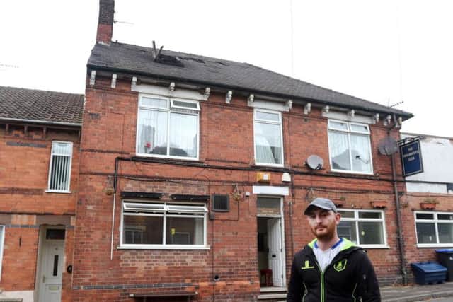 Lee Haywood out side the burnt pub.