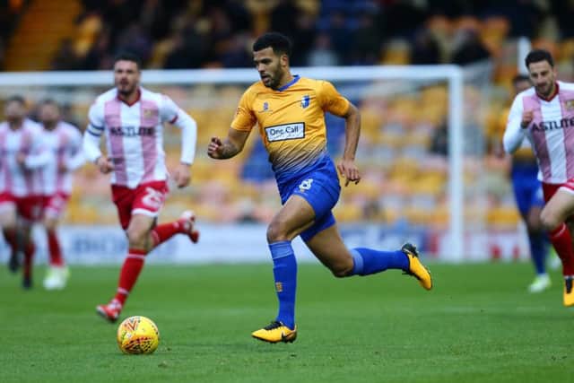 Jacob Mellis of Mansfield Town during the Sky Bet League 2 match between Mansfield Town and Stevenage at the One Call Stadium, Mansfield, England on 18 November 2017. Photo by Leila Coker / PRiME Media Images.