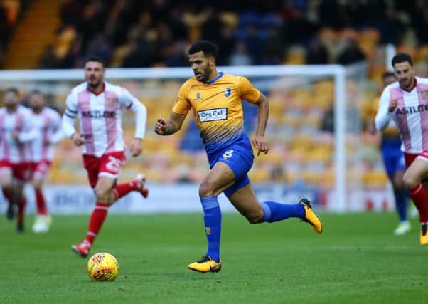 Jacob Mellis of Mansfield Town during the Sky Bet League 2 match between Mansfield Town and Stevenage at the One Call Stadium, Mansfield, England on 18 November 2017. Photo by Leila Coker / PRiME Media Images.