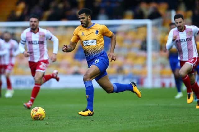 Jacob Mellis of Mansfield Town during the Sky Bet League 2 match between Mansfield Town and Stevenage at the One Call Stadium, Mansfield, England on 18 November 2017. Photo by Leila Coker / PRiME Media Images.