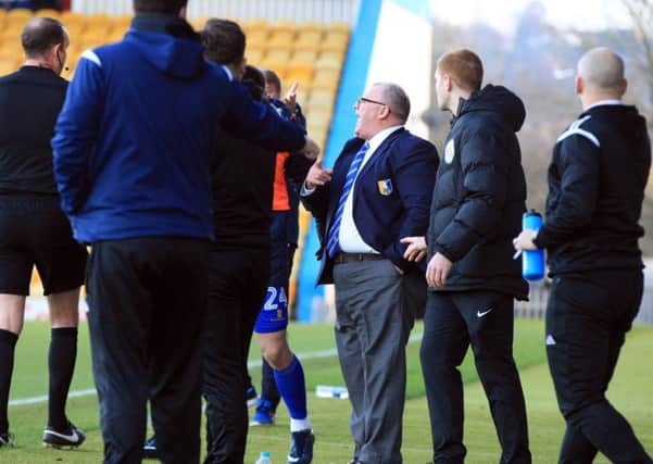 Mansfield Town v Guiseley in The Emirates FA Cup Round Two - Sunday December 3rd 2017. Mansfield manager Steve Evans. Picture: Chris Etchells