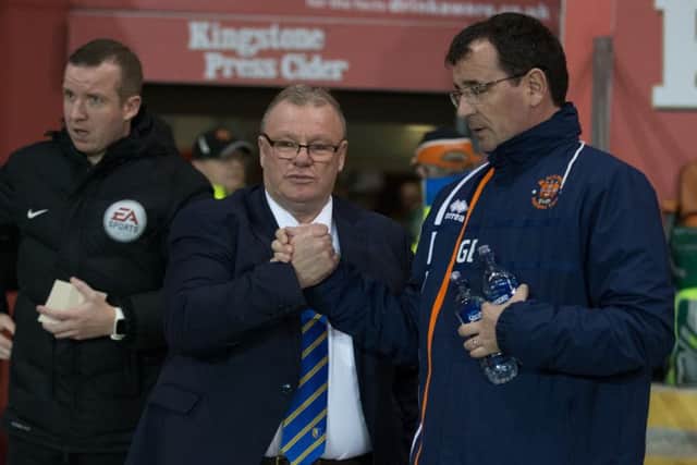 Blackpool vs Mansfield Town - Mansfield Town manager Steve Evans and Blackpool manager Gary Bowyer - Pic By James Williamson
