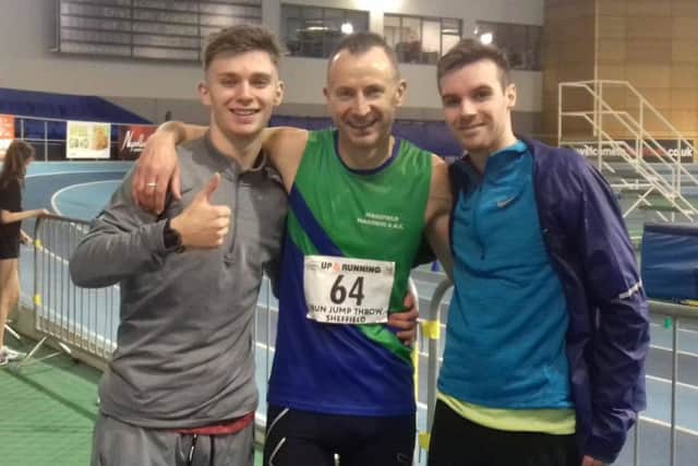 Thumbs up from the Mansfield Harriers trio, (from left) Luke Duffy, Jonny Lowe and Chris Monk.