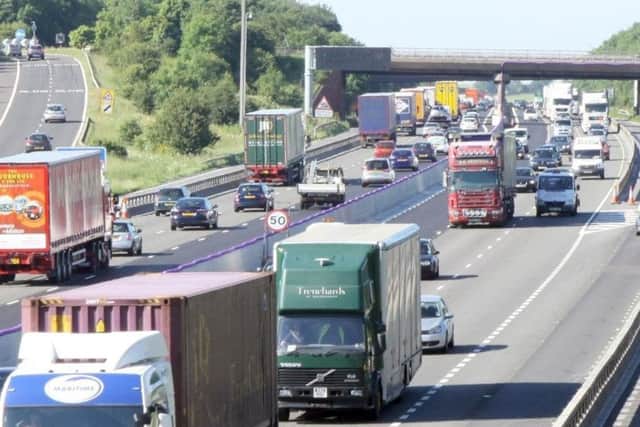 The M1 motorway in the East Midlands.