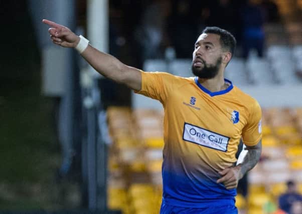 Port Vale vs Mansfield Town - Kane Hemmings of Mansfield Town celebrates his goal - Pic By James Williamson