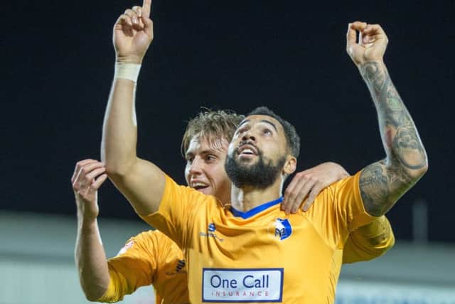 Port Vale vs Mansfield Town - Kane Hemmings of Mansfield Town celebrates his goal - Pic By James Williamson