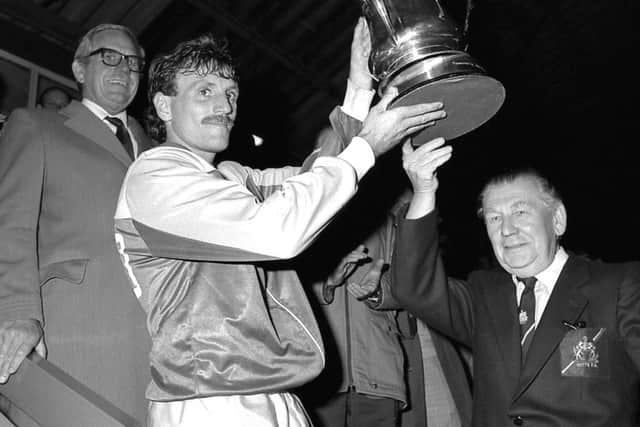 1987 Stags v Notts County County CupStags won on PenaltiesMark Kearney lifts the cup