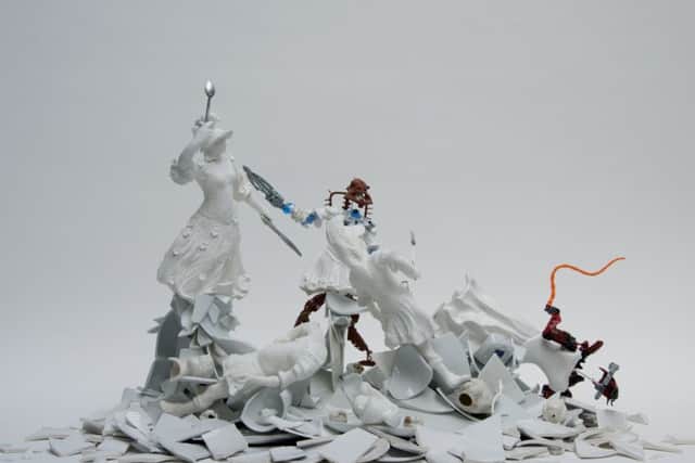Bouke de Vries' sculpture War and Pieces is at the Harley Gallery