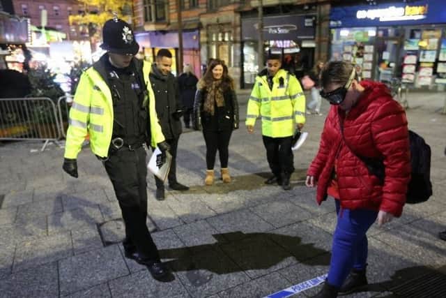 People were invited to have a go at a sobriety test by wearing a pair of beer goggles