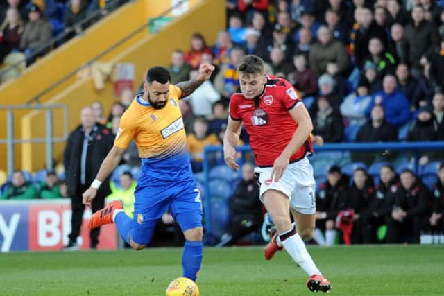 Kane Hemmings scores the opener. Photo by Anne Shelley.
