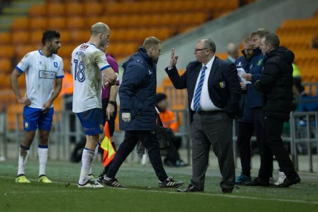 Blackpool vs Mansfield Town - David Mirfin of Mansfield Town goes off injured - Pic By James Williamson