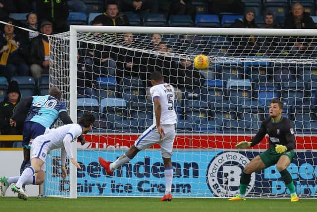Picture by Gareth Williams/AHPIX.com; Football; Sky Bet League Two; Wycombe Wanderers v Mansfield Town; 30/12/2017 KO 15.00; Adams Park; copyright picture; Howard Roe/AHPIX.com; Adebyao Akinfenwa gives Wycombe an early lead against Mansfield