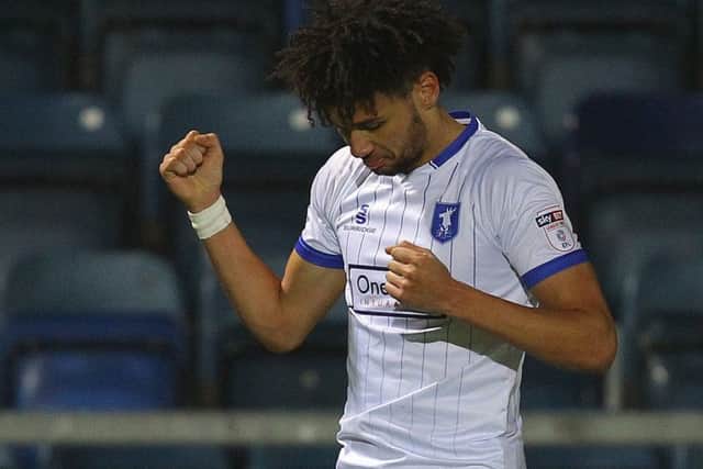 Picture by Gareth Williams/AHPIX.com; Football; Sky Bet League Two; Wycombe Wanderers v Mansfield Town; 30/12/2017 KO 15.00; Adams Park; copyright picture; Howard Roe/AHPIX.com; Lee Angol celebrates his late goal which put The Stags 2-1 up at Wycombe