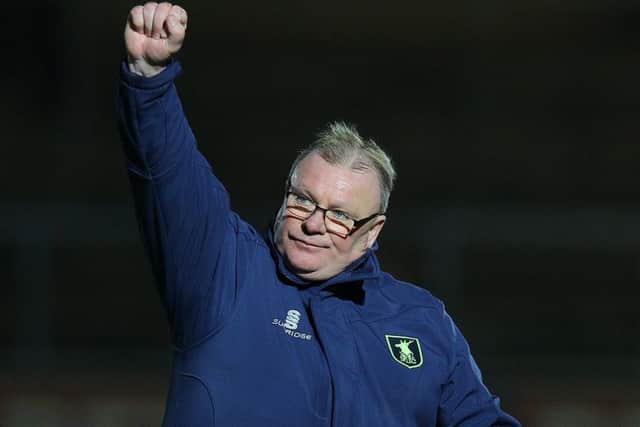 Picture by Gareth Williams/AHPIX.com; Football; Sky Bet League Two; Wycombe Wanderers v Mansfield Town; 30/12/2017 KO 15.00; Adams Park; copyright picture; Howard Roe/AHPIX.com; Stags boss Steve Evans salutes his sides victory at Wycombe