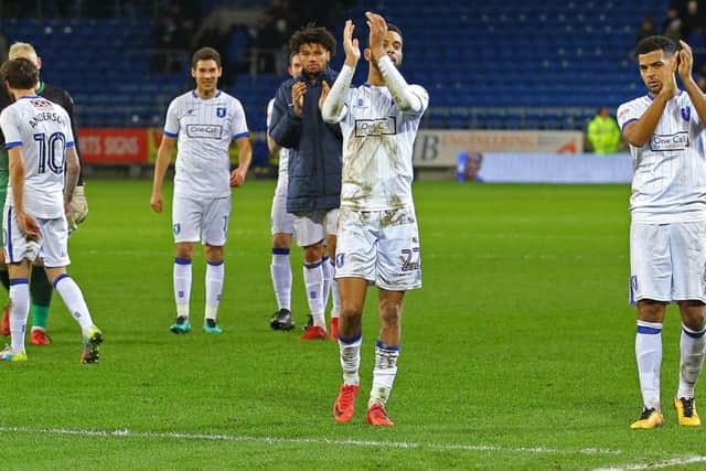 Picture by Gareth Williams/AHPIX.com; Football; The Emirates FA Cup; Cardiff City v Mansfield Town; 6/1/18 KO 15.00; Cardif City Stadium; copyright picture; Howard Roe/AHPIX.com; Stags players applaud the travelling fans after they earned a replay against Cardiff