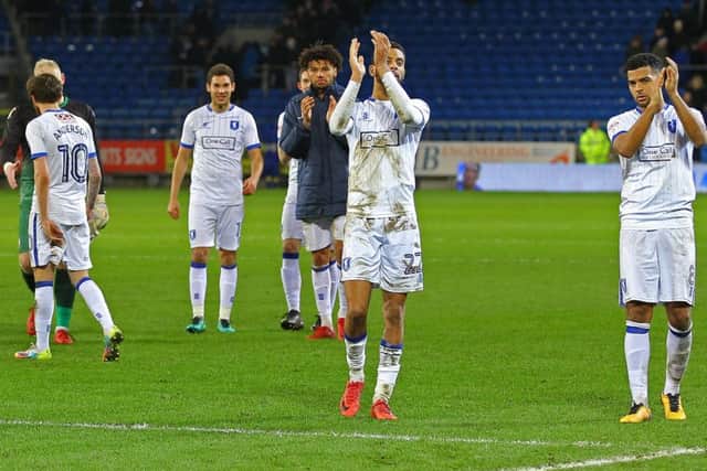 Picture by Gareth Williams/AHPIX.com; Football; The Emirates FA Cup; Cardiff City v Mansfield Town; 6/1/18  KO 15.00; Cardif City Stadium; copyright picture; Howard Roe/AHPIX.com; Stags players applaud the travelling fans after they earned a replay against Cardiff
