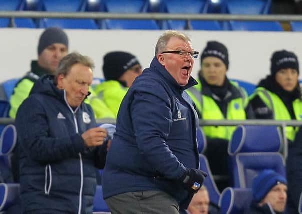 Picture by Gareth Williams/AHPIX.com; Football; The Emirates FA Cup; Cardiff City v Mansfield Town; 6/1/18  KO 15.00; Cardif City Stadium; copyright picture; Howard Roe/AHPIX.com; A vocal Steve Evans during the second half at Cardiff