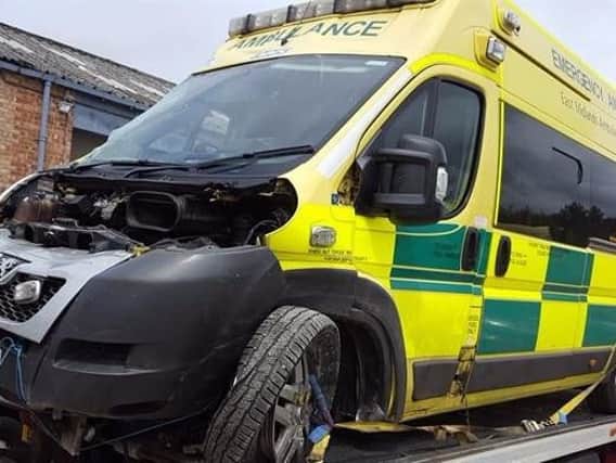 East Midlands Ambulance Service crews were involved in 90 non-fault collisions in just eight months.