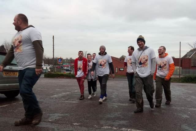 Family and friends of tragic crash victim Kirstie reach Shirebrook after a 25 mile walk from Doe Lea.