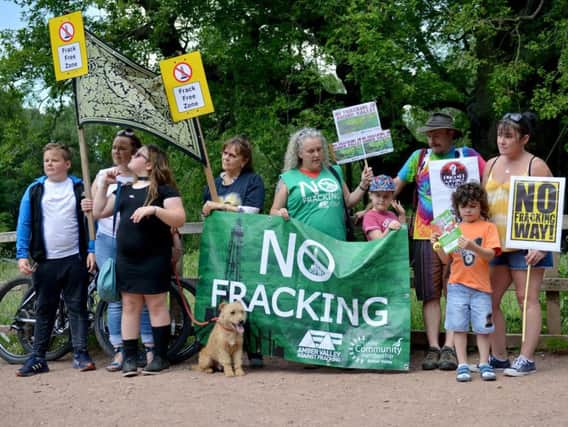 Anti-fracking demonstrators at the Major Oak, Sherwood Forest.