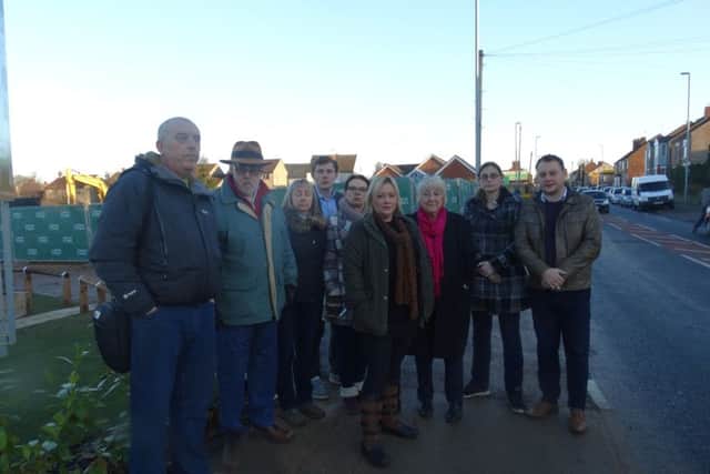 Residents protest about a housing development on land off Mansfield Road Skegby.