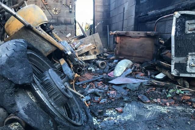 The self-employed builder lost two motorbikes in the blaze and all of his tools.