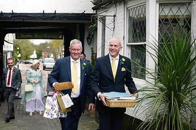 Canon Jeremy Pemberton and Laurence Cunnington on their wedding day.