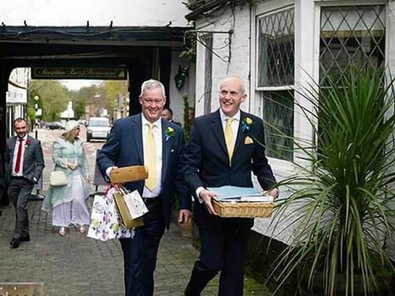 Canon Jeremy Pemberton and Laurence Cunnington on their wedding day.