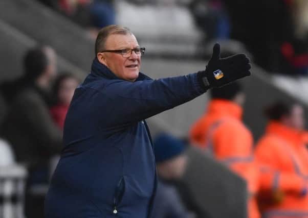 Mansfield Town manager Steve Evans shouts instruction: Picture by Steve Flynn/AHPIX.com, Football: Skybet League Two match Morecambe -V- Mansfield Town at Globe Arena, Morecambe, Lancashire, England on copyright picture Howard Roe 07973 739229
