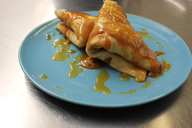 Banana toffee pancakes